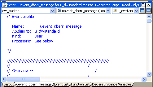About the Script view – PB Docs 120 – PowerBuilder Library