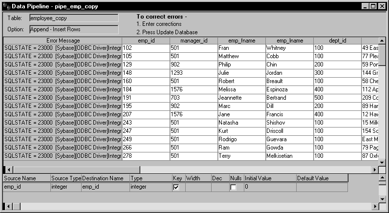 Correcting Pipeline Errors – PB Docs 90 – PowerBuilder Library